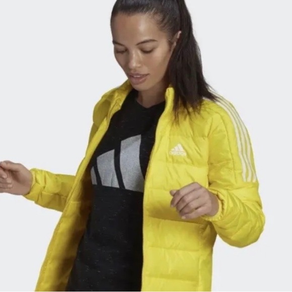 Adidas Bright Yellow Lightweight Puffer jacket Size S - Picture 2 of 14